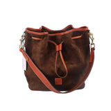 DOONEY & BOURKE SUEDE DRAWSTRING SHOULDER BAGS BROWN