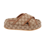 GUCCI PLATFORM SANDALS BROWN 37 EU | US 7