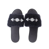 TORY BURCH SHERPA SANDALS BLACK 8 US