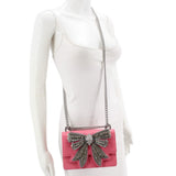 KURT GEIGER MEDIUM BOW CROSSBODYS PINK FLORAL