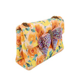 Kurt Geiger medium floral crossbody bag with jeweled bow accent and chain strap