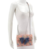 KURT GEIGER MEDIUM KENSINGTON BOW CROSSBODYS PINK FLORAL