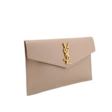 YSL UPTOWN POUCH CLUTCHES TAUPE