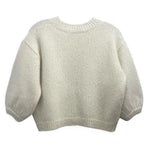 DIOR sparkle sweater in cream knit with ribbed crew neck, balloon sleeves, back view