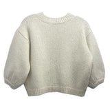 DIOR sparkle sweater in cream knit with ribbed crew neck, balloon sleeves, back view