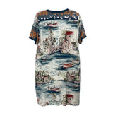 JOHNNY WAS PRINT DRESSES WHITE/BLUE S