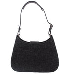 COACH demi shoulder bag with dark gray textured hobo shape and black top trim