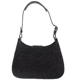 COACH demi shoulder bag with dark gray textured hobo shape and black top trim