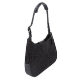 COACH demi shoulder bag with dark gray textured exterior and black leather strap detail
