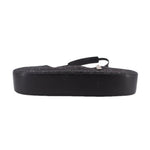 COACH demi shoulder bag base view with dark gray textured top and black leather bottom