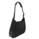 COACH demi shoulder bag, dark gray textured front with black leather strap and side panel