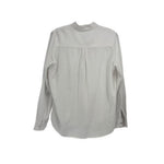 White long sleeve top with gathered yoke and back pleat detail