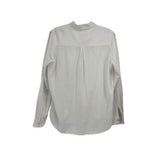 White long sleeve top with gathered yoke and back pleat detail