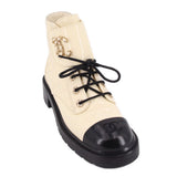 CHANEL LACE-UP BOOTS CREAM 41 EU | 10 US