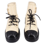CHANEL LACE-UP BOOTS CREAM 41 EU | 10 US