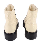 CHANEL LACE-UP BOOTS CREAM 41 EU | 10 US