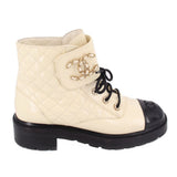 CHANEL LACE-UP BOOTS CREAM 41 EU | 10 US