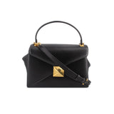 VALENTINO ONE STUD LEATHER FLAP CROSSBODYS BLACK