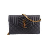 SAINT LAURENT TRIQUILT CROSSBODYS BLACK