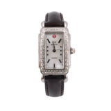 MICHELE DECO BAGUETTE DIAMOND WATCHES SILVER/BROWN