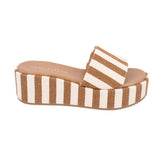 MARC FISHER DAYLIN PLATFORM WEDGE SANDALS BROWN/WHITE 7.5 US