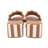 MARC FISHER DAYLIN PLATFORM WEDGE SANDALS BROWN/WHITE 7.5 US