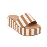 MARC FISHER DAYLIN PLATFORM WEDGE SANDALS BROWN/WHITE 7.5 US