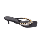VERSACE CRYSTAL SATIN HEELS BLACK 39 EU | 8 US