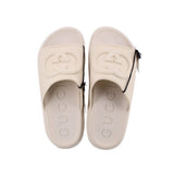 GUCCI SOFT RUBBER GG PLATFORM SANDALS WHITE 40 EU | 9.5 US