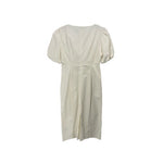 Women's cream maxi dress with puff sleeves and back gathering detail