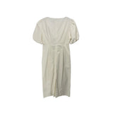 Women's cream maxi dress with puff sleeves and back gathering detail