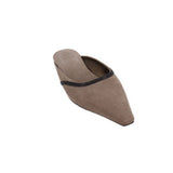 BRUNELLO CUCINELLI MONILI-TRIMMED SUEDE FLATS GRAY 37.5 EU | 7.5 US