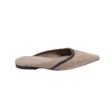 BRUNELLO CUCINELLI MONILI-TRIMMED SUEDE FLATS GRAY 37.5 EU | 7.5 US