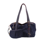 MZ WALLACE Colette shoulder bag in navy with top handles and gold-tone hardware