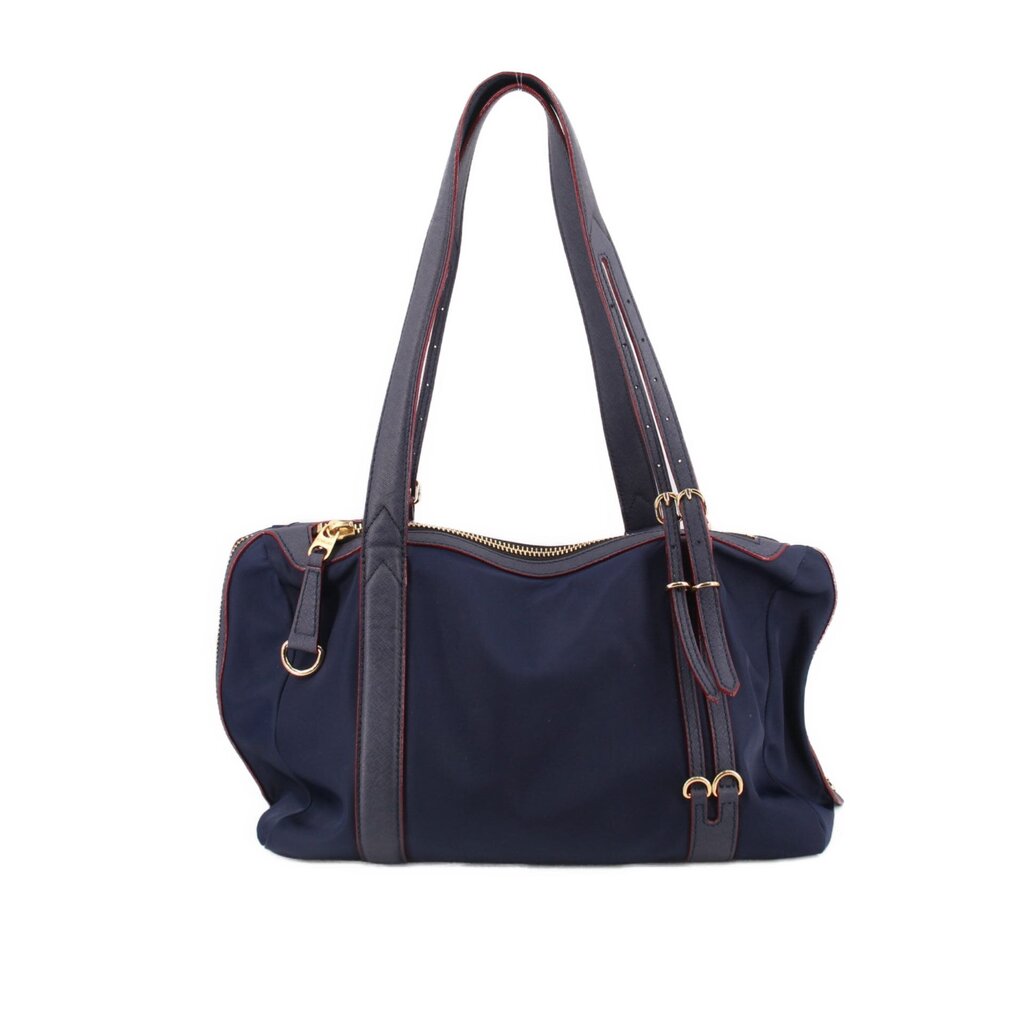 MZ WALLACE Colette shoulder bag in navy with front pocket and structured top handles