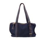 MZ WALLACE Colette shoulder bag in navy with front pocket and structured top handles