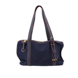 MZ WALLACE Colette shoulder bag in navy with front pocket and structured top handles