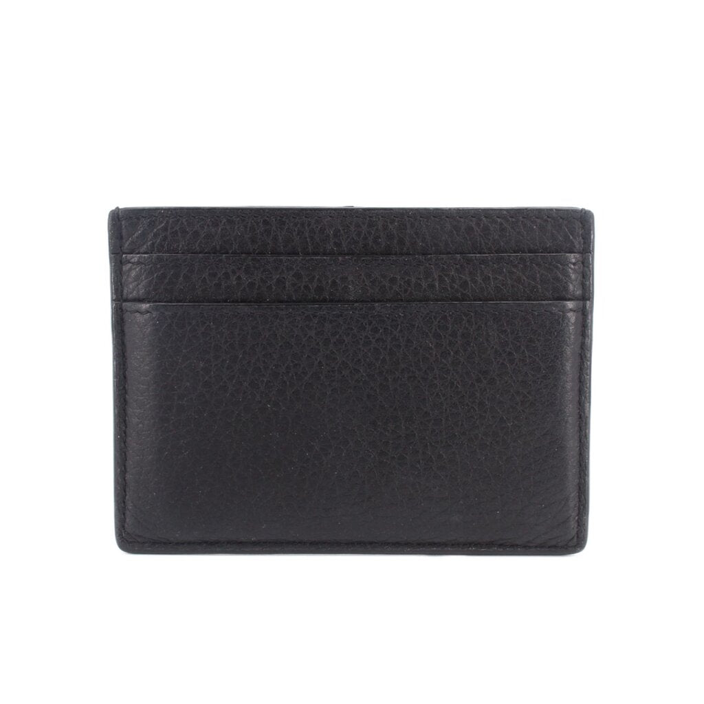 Black leather card case wallet with horizontal stitched seams and clean front