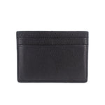 Black leather card case wallet with horizontal stitched seams and clean front