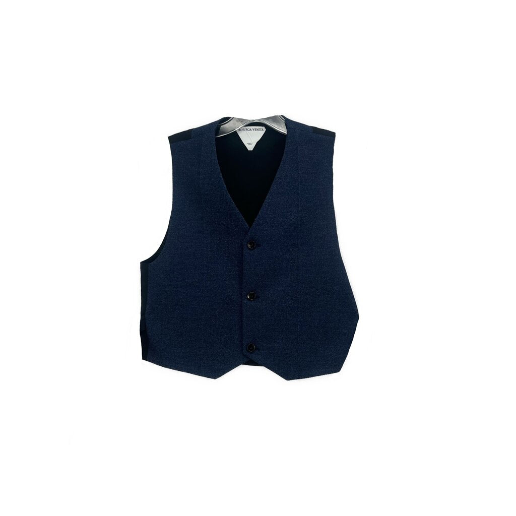 Bottega Veneta blue sleeveless vest top with button front and V-neck