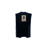 Blue sleeveless vest top with Bottega Veneta logo on back