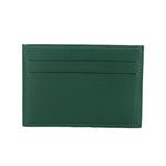 HERMES card case wallet in green leather with front card pocket and stitching