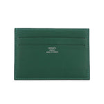 HERMES card case wallet in green leather with top card slot and stitched edges
