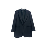 Women’s one-button blazer with notch lapels and flap pockets, black