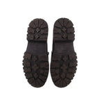 Black platform loafer outsoles with star-pattern rubber tread