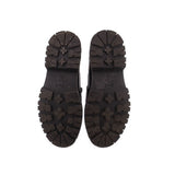 Black platform loafer outsoles with star-pattern rubber tread