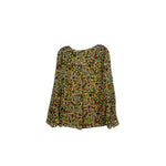 Check blouse top with long sleeves and scoop neck, relaxed fit, green multi print