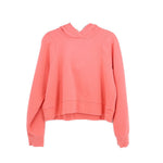 Coral cropped pullover hoodie with hood and long sleeves