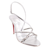 CHRISTIAN LOUBOUTIN LEATHER SPIKE SANDALS SILVER 39 EU | 8.5 US