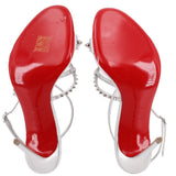 CHRISTIAN LOUBOUTIN LEATHER SPIKE SANDALS SILVER 39 EU | 8.5 US